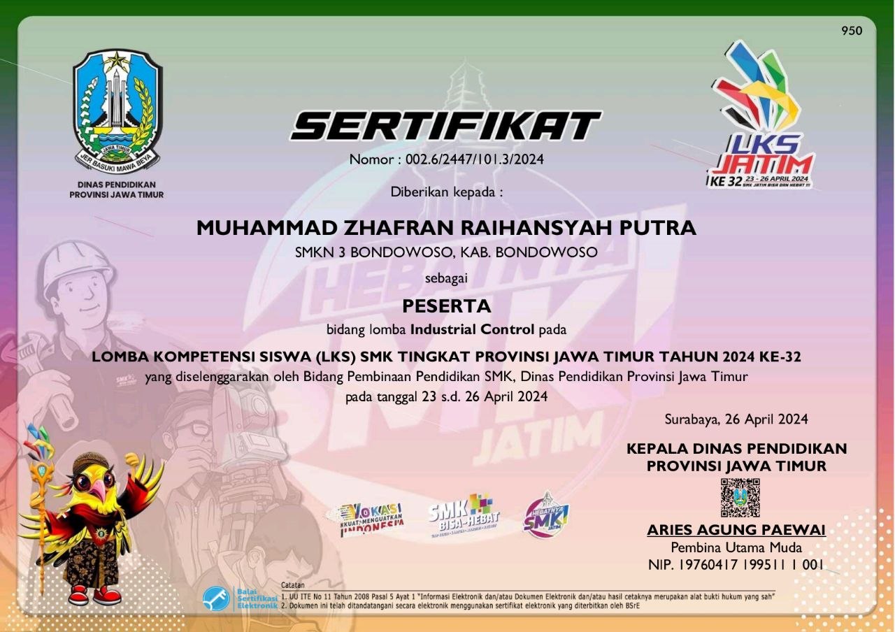 Kompetitor LKS Industrial Control Tingkat Provinsi Jawa Timur Ke-32